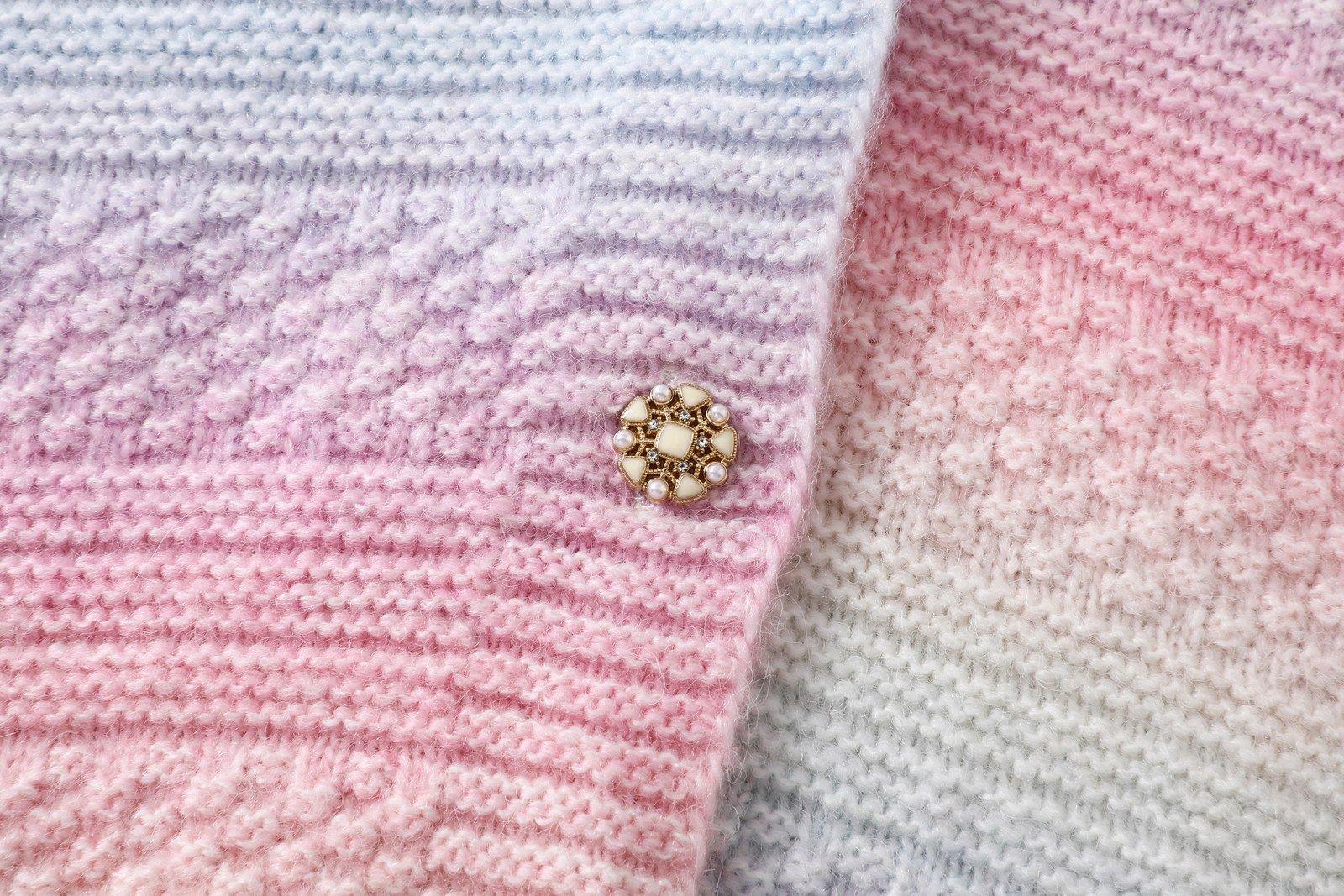 Pastel Rainbow Chunky Knit Button-Up Cardigan Coat (SKU: 23YJ383) - View 4