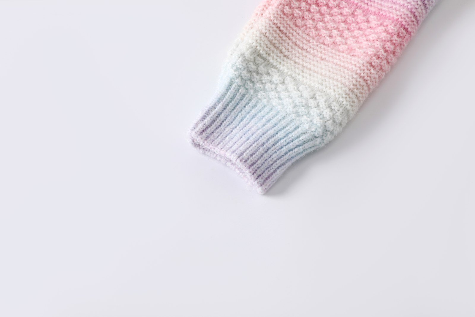 Pastel Rainbow Chunky Knit Button-Up Cardigan Coat (SKU: 23YJ383) - View 9