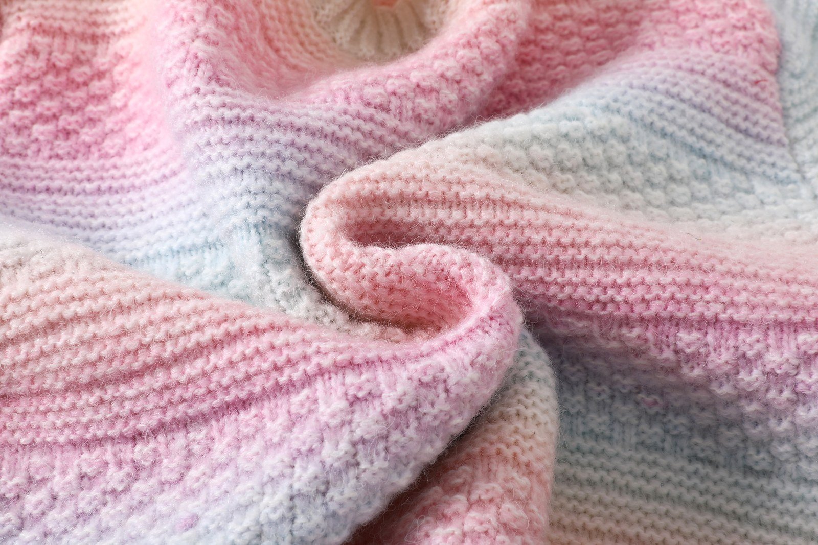 Pastel Rainbow Chunky Knit Button-Up Cardigan Coat (SKU: 23YJ383) - View 6