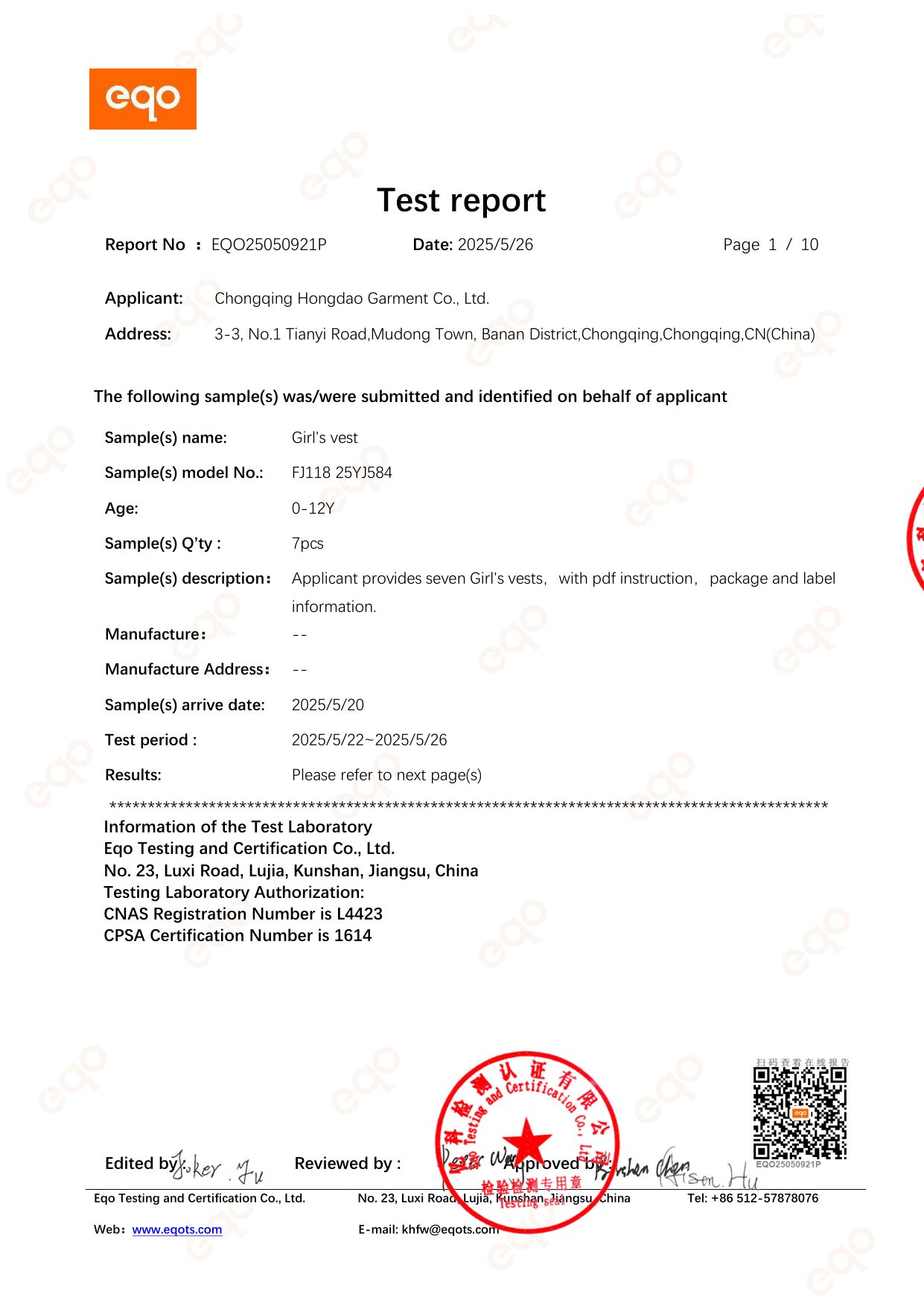 Third-Party Test Report C231024081EN Preview